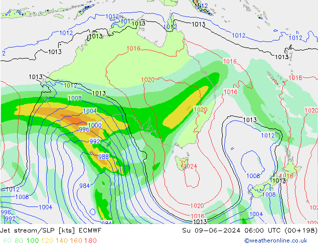 Polarjet/Bodendruck ECMWF So 09.06.2024 06 UTC