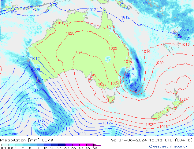 осадки ECMWF сб 01.06.2024 18 UTC