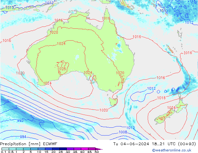 Precipitation ECMWF Tu 04.06.2024 21 UTC