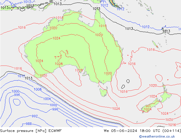 Pressione al suolo ECMWF mer 05.06.2024 18 UTC