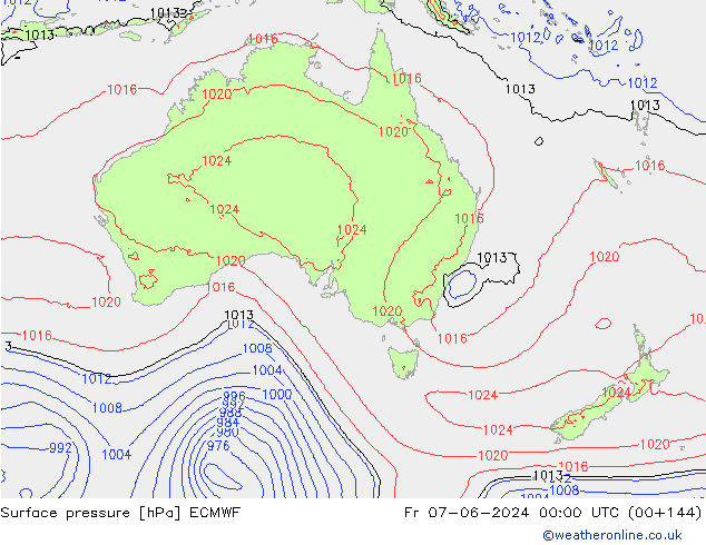 ciśnienie ECMWF pt. 07.06.2024 00 UTC