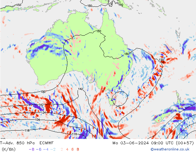 T-Adv. 850 hPa ECMWF Mo 03.06.2024 09 UTC