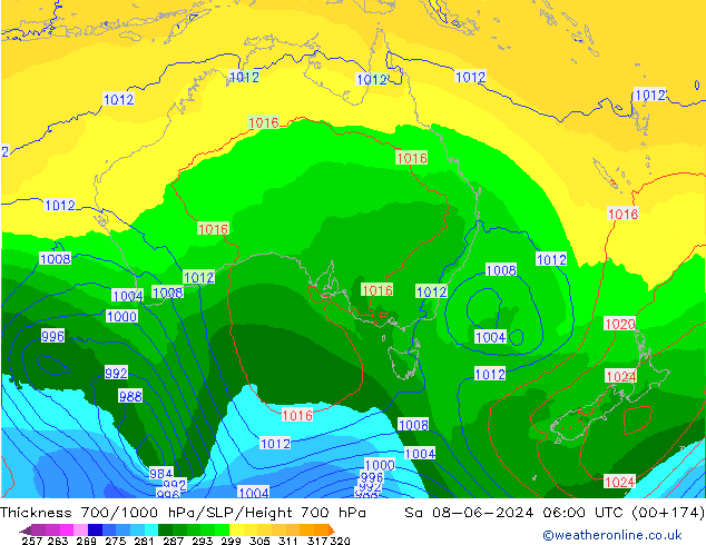 Thck 700-1000 hPa ECMWF sam 08.06.2024 06 UTC