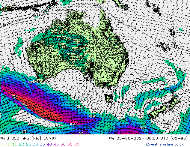 Wind 850 hPa ECMWF We 05.06.2024 00 UTC