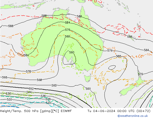 Z500/Yağmur (+YB)/Z850 ECMWF Sa 04.06.2024 00 UTC