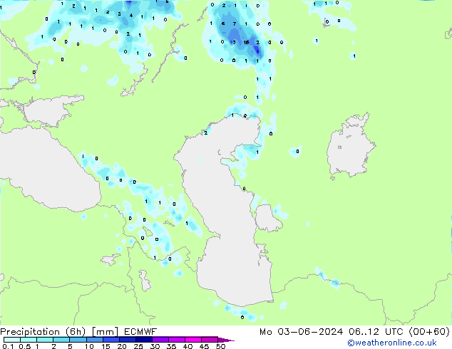 осадки (6h) ECMWF пн 03.06.2024 12 UTC