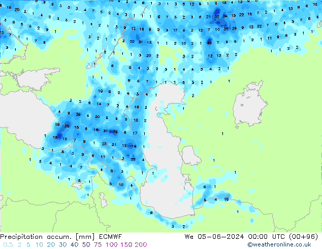 Toplam Yağış ECMWF Çar 05.06.2024 00 UTC