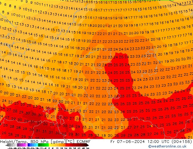 Z500/Yağmur (+YB)/Z850 ECMWF Cu 07.06.2024 12 UTC