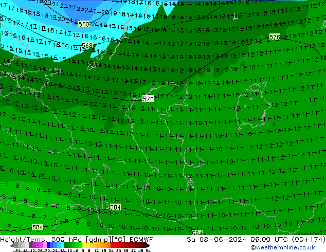 Z500/Rain (+SLP)/Z850 ECMWF So 08.06.2024 06 UTC