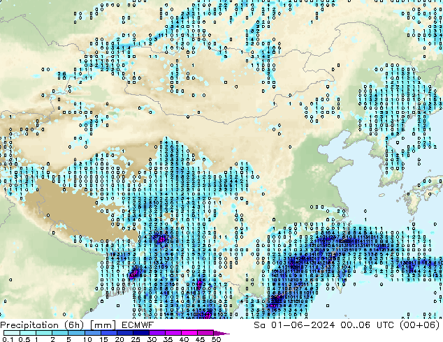 Z500/Rain (+SLP)/Z850 ECMWF 星期六 01.06.2024 06 UTC