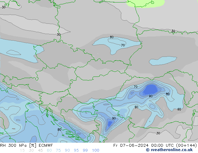 RH 300 hPa ECMWF Fr 07.06.2024 00 UTC