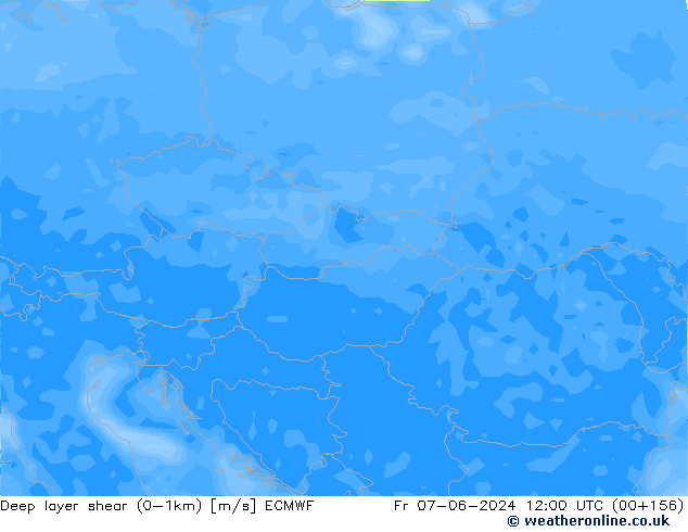 Deep layer shear (0-1km) ECMWF пт 07.06.2024 12 UTC