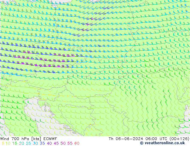 Wind 700 hPa ECMWF Th 06.06.2024 06 UTC