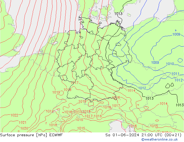 pression de l'air ECMWF sam 01.06.2024 21 UTC