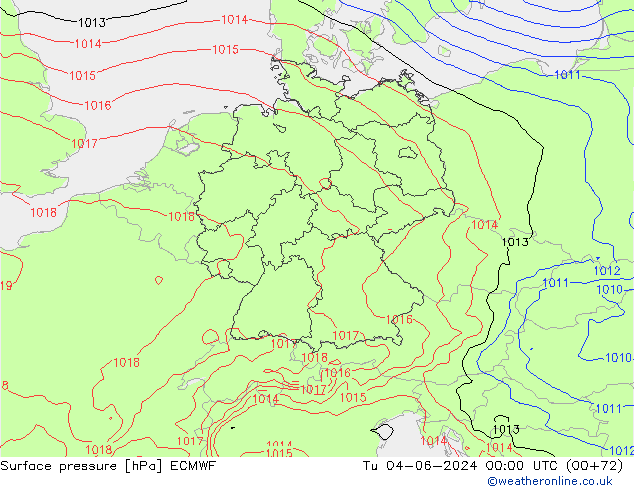 pressão do solo ECMWF Ter 04.06.2024 00 UTC