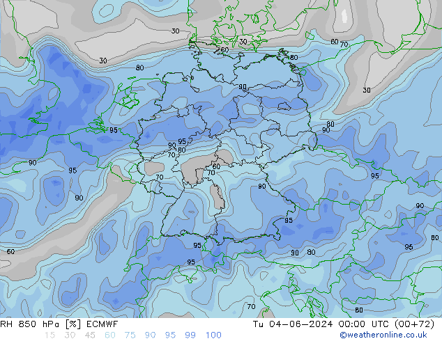 RH 850 hPa ECMWF Ter 04.06.2024 00 UTC