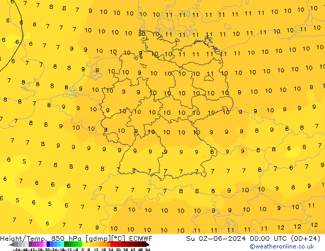 Z500/Rain (+SLP)/Z850 ECMWF So 02.06.2024 00 UTC