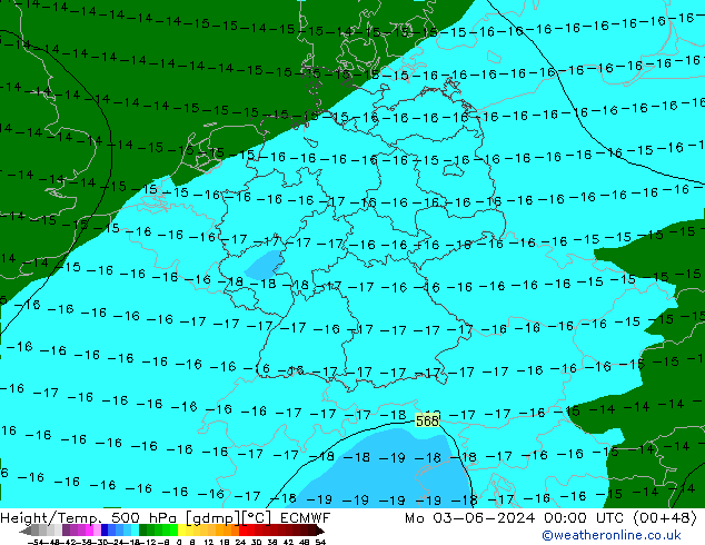 Z500/Rain (+SLP)/Z850 ECMWF Mo 03.06.2024 00 UTC