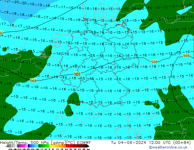 Z500/Rain (+SLP)/Z850 ECMWF Tu 04.06.2024 12 UTC