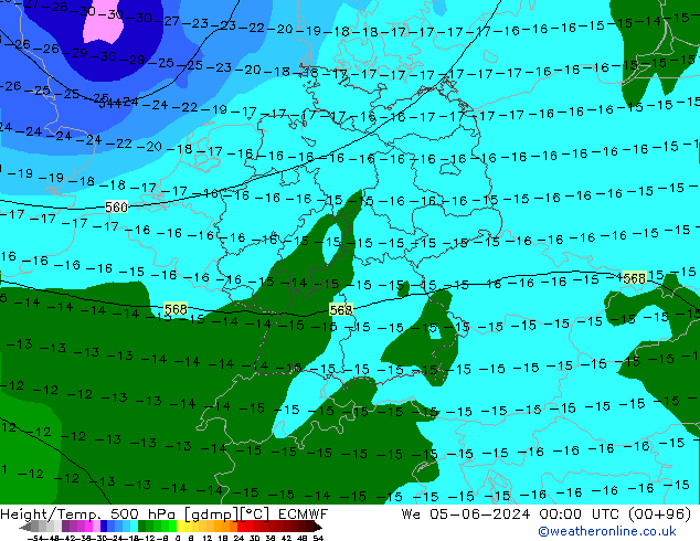 Z500/Rain (+SLP)/Z850 ECMWF We 05.06.2024 00 UTC