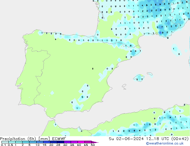 Z500/Rain (+SLP)/Z850 ECMWF Вс 02.06.2024 18 UTC