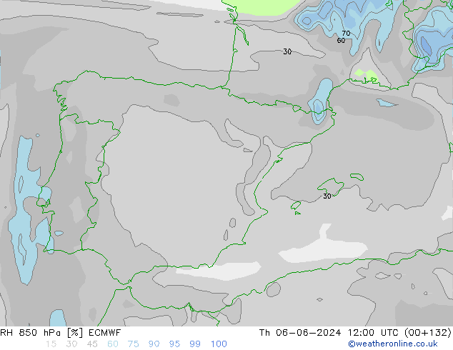 850 hPa Nispi Nem ECMWF Per 06.06.2024 12 UTC