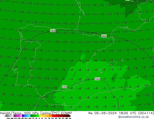 Z500/Rain (+SLP)/Z850 ECMWF We 05.06.2024 18 UTC