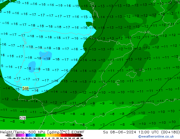 Z500/Rain (+SLP)/Z850 ECMWF Sa 08.06.2024 12 UTC