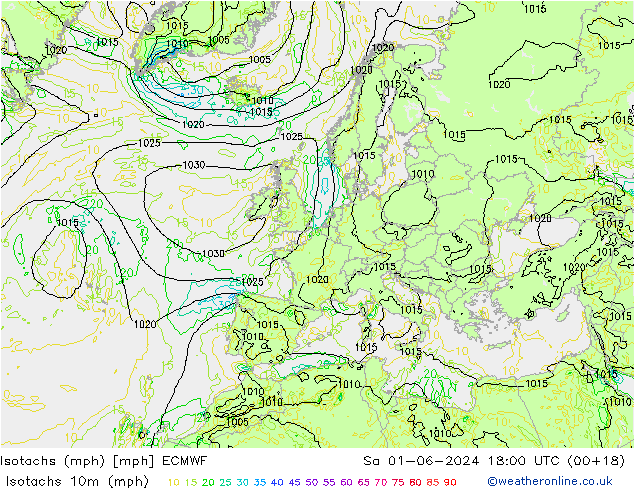 Isotachs (mph) ECMWF sam 01.06.2024 18 UTC