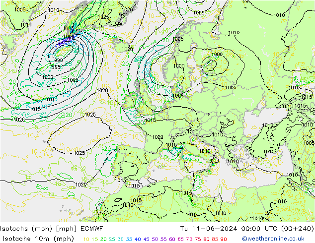 Isotachs (mph) ECMWF mar 11.06.2024 00 UTC