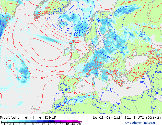 Z500/Rain (+SLP)/Z850 ECMWF Ne 02.06.2024 18 UTC