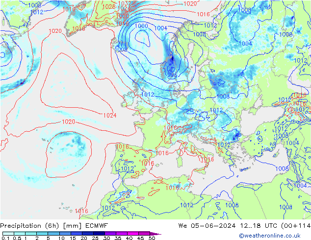 Z500/Rain (+SLP)/Z850 ECMWF We 05.06.2024 18 UTC