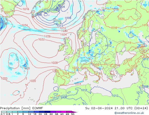 Niederschlag ECMWF So 02.06.2024 00 UTC
