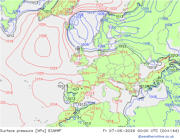 Bodendruck ECMWF Fr 07.06.2024 00 UTC