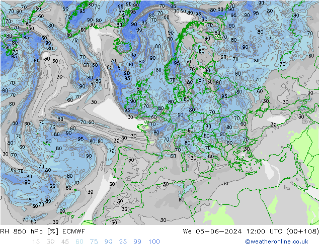 RH 850 hPa ECMWF St 05.06.2024 12 UTC