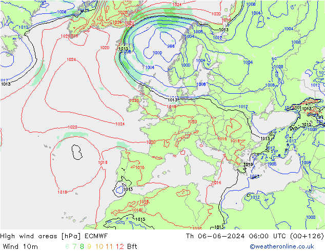 High wind areas ECMWF jeu 06.06.2024 06 UTC