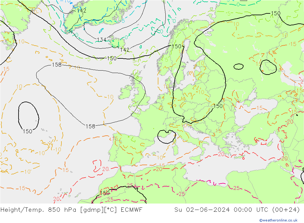 Z500/Rain (+SLP)/Z850 ECMWF So 02.06.2024 00 UTC