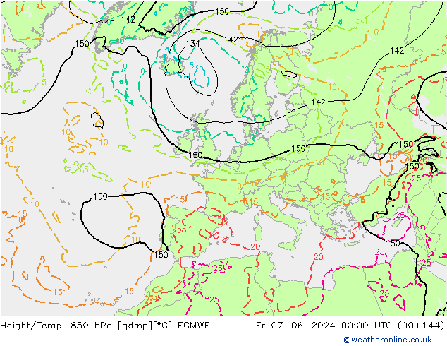 Height/Temp. 850 hPa ECMWF ven 07.06.2024 00 UTC