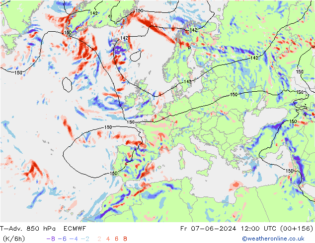 T-Adv. 850 hPa ECMWF  07.06.2024 12 UTC