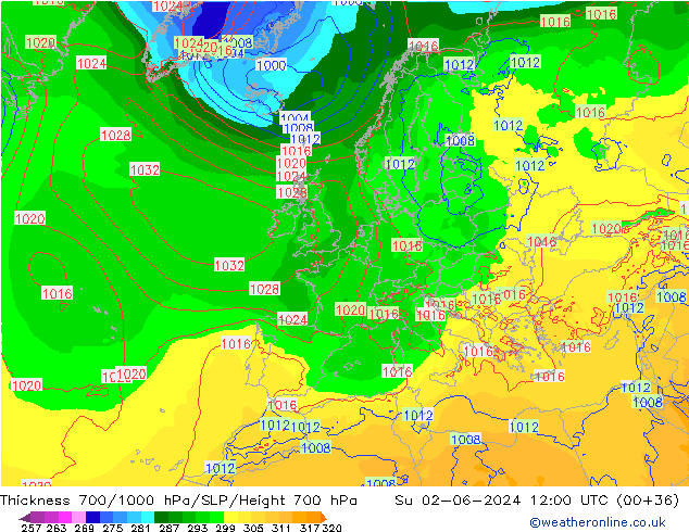 Thck 700-1000 hPa ECMWF dom 02.06.2024 12 UTC