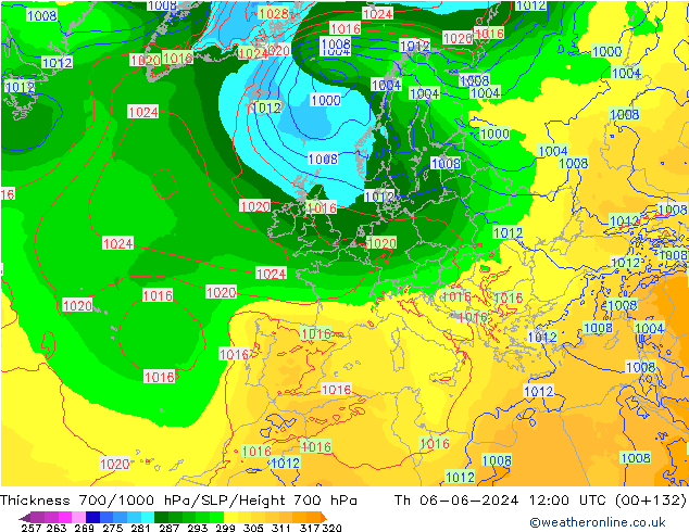 Thck 700-1000 hPa ECMWF jeu 06.06.2024 12 UTC