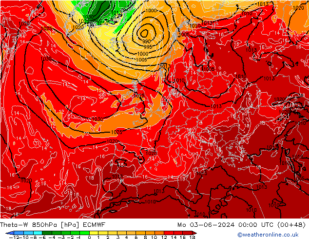 Theta-W 850hPa ECMWF lun 03.06.2024 00 UTC