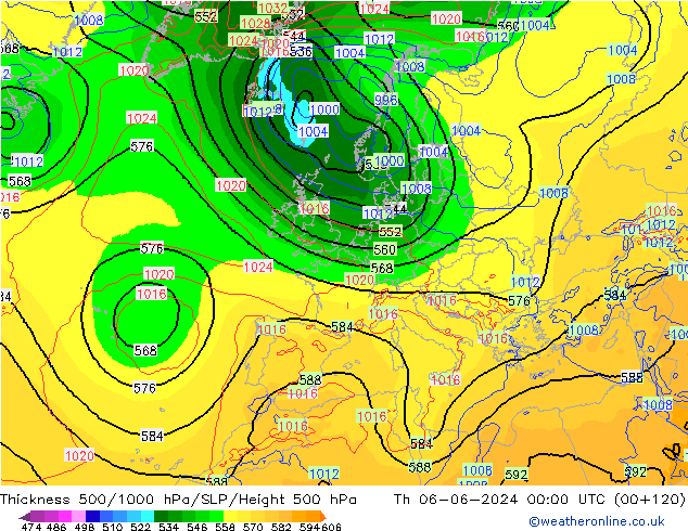 Thck 500-1000hPa ECMWF Qui 06.06.2024 00 UTC