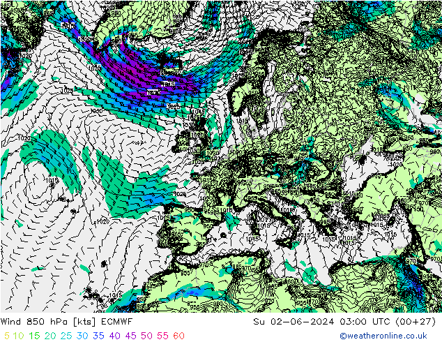 Wind 850 hPa ECMWF Su 02.06.2024 03 UTC