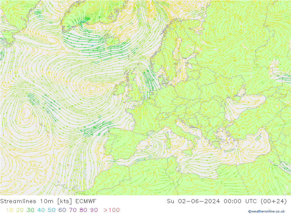 Rüzgar 10m ECMWF Paz 02.06.2024 00 UTC