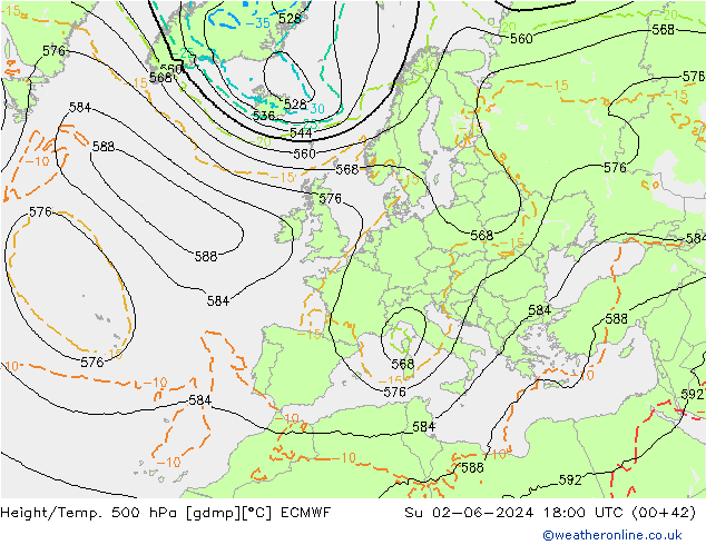 Z500/Rain (+SLP)/Z850 ECMWF Su 02.06.2024 18 UTC