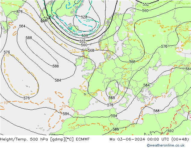 Z500/Rain (+SLP)/Z850 ECMWF lun 03.06.2024 00 UTC