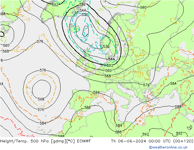 Yükseklik/Sıc. 500 hPa ECMWF Per 06.06.2024 00 UTC