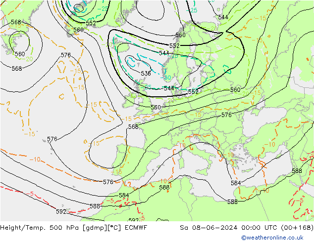 Height/Temp. 500 hPa ECMWF  08.06.2024 00 UTC