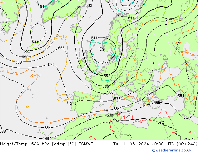 Height/Temp. 500 hPa ECMWF 星期二 11.06.2024 00 UTC